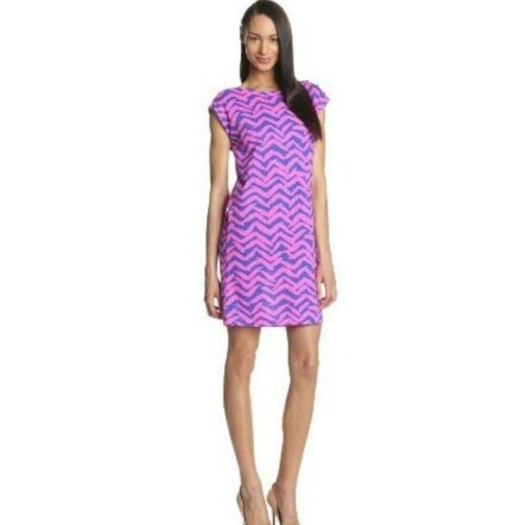 Lilly Pulitzer Womens Robyn Shift Short Dress XS I Got Lucky Pop Pink Blue XS - Picture 2 of 13